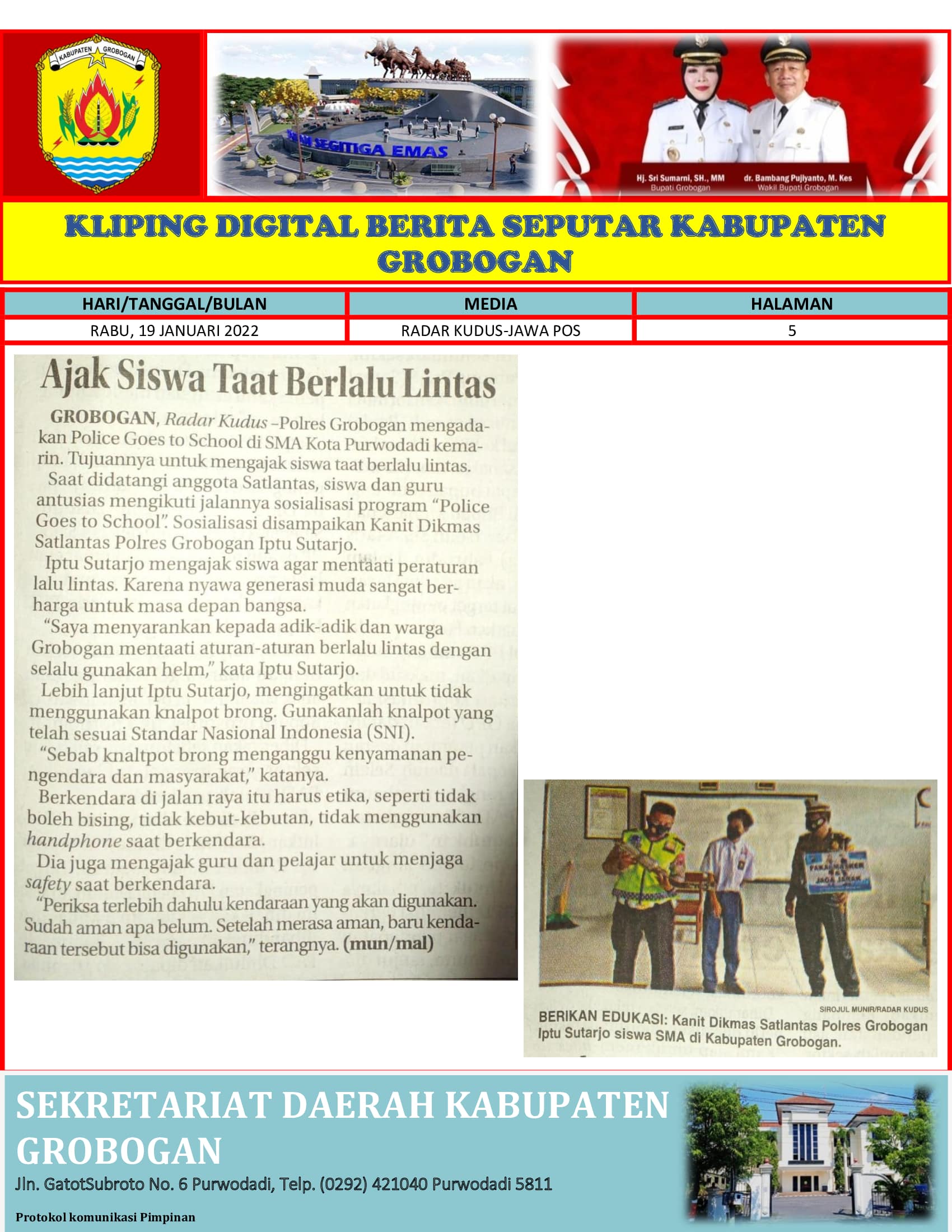 Ajak Siswa Taat Berlalu Lintas Radar Kudus 19012022