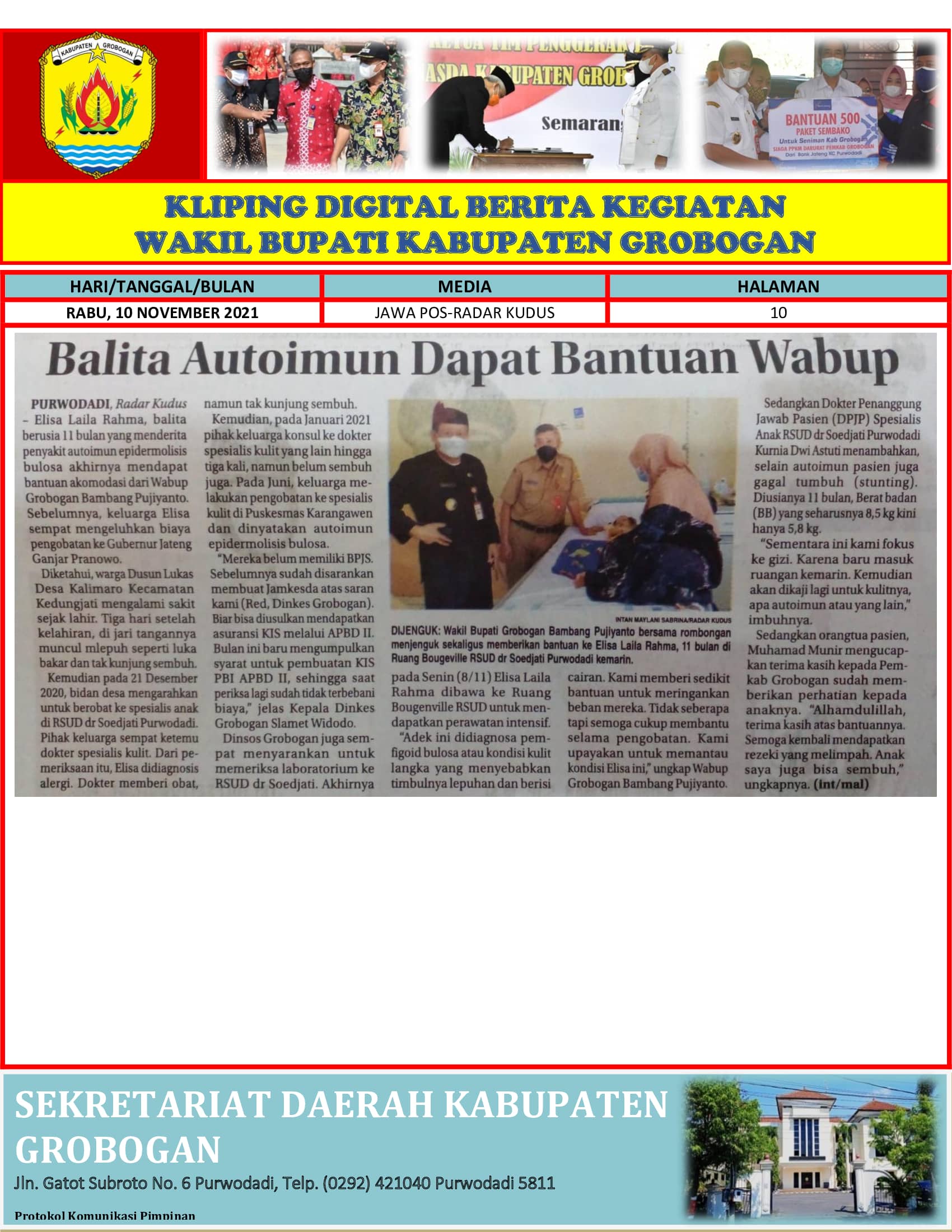 Balita Autoimun Dapat Bantuan Wabup Radar Kudus 10.11.2021