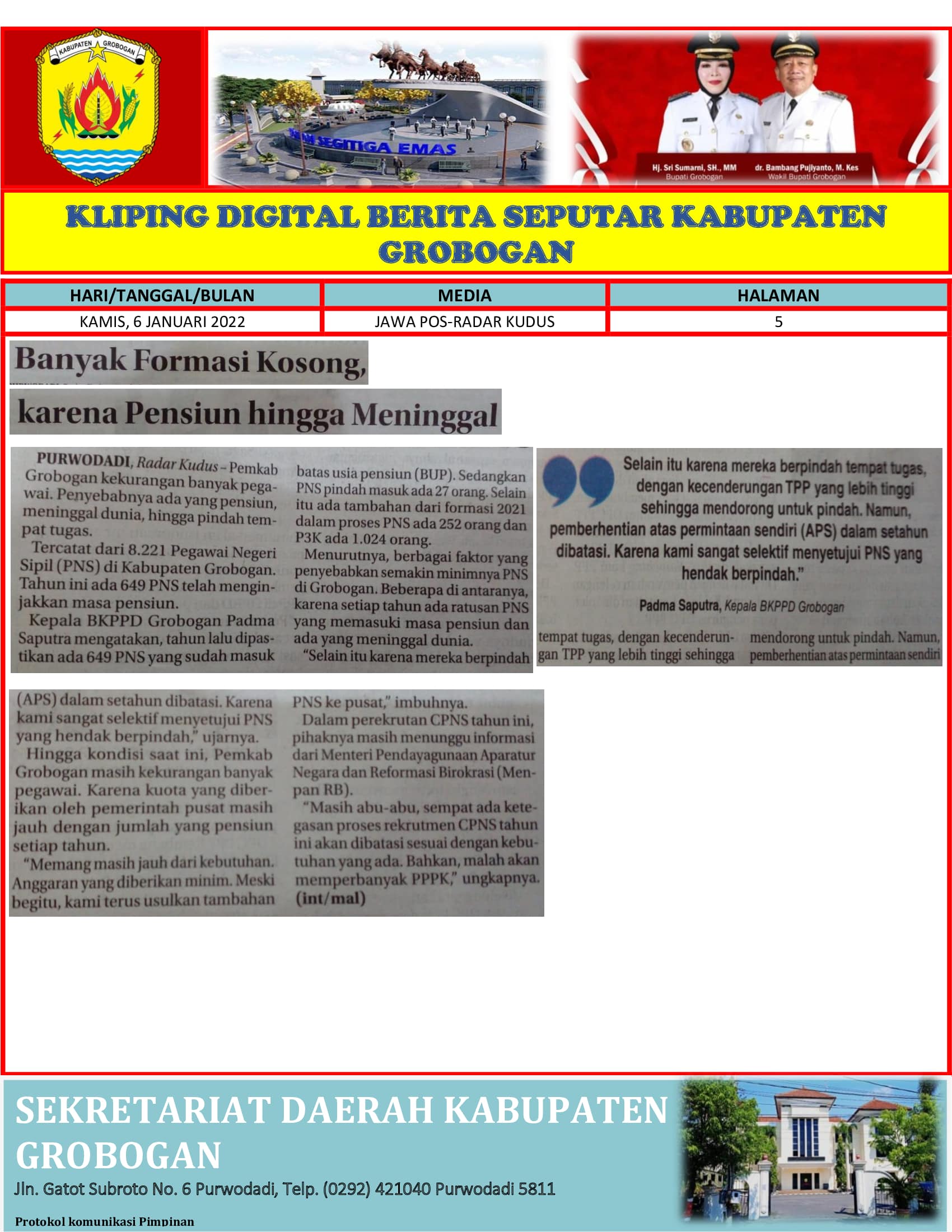 Banyak Formasi Kosong Karena Pensiun Hingga Meninggal Radar Kudus 6 Januari 2022