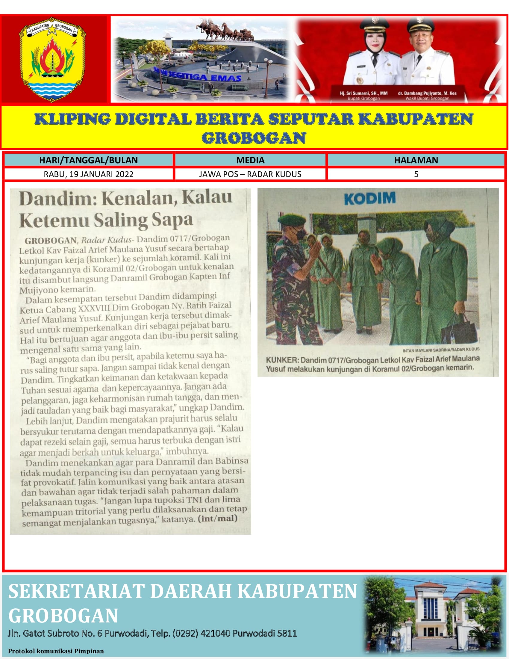 Dandim Kenalan Kalau Ketemu Saling Sapa Radar Kudus 19012022