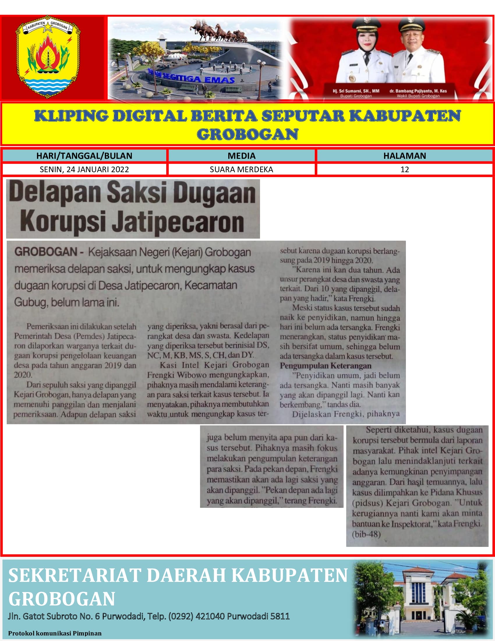 Delapan Saksi Dugaan Korupsi Jatipecaron Suara Merdeka 24012022