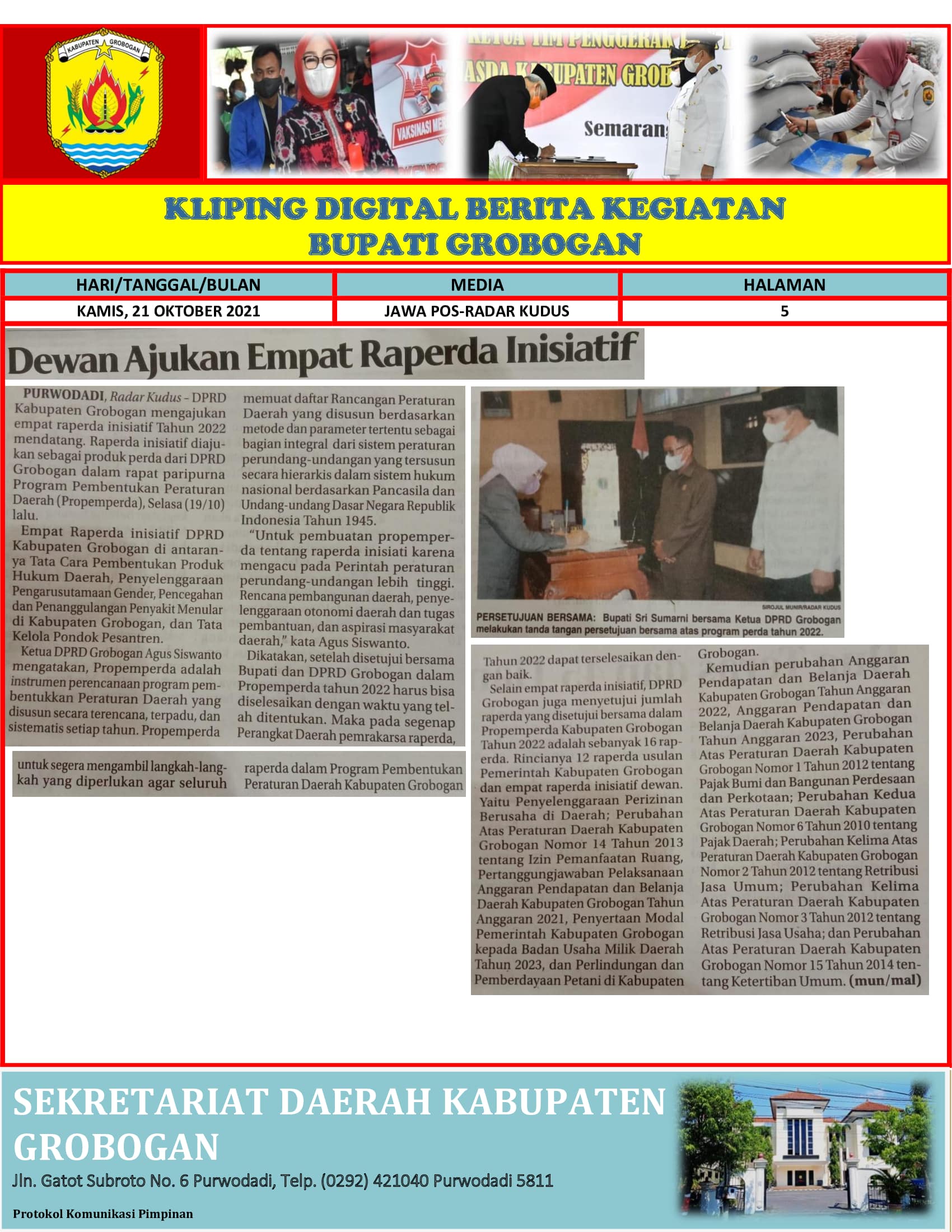 Dewan Ajukan Empat Raperda Inisiatif Radar Kudus 21.10.2021