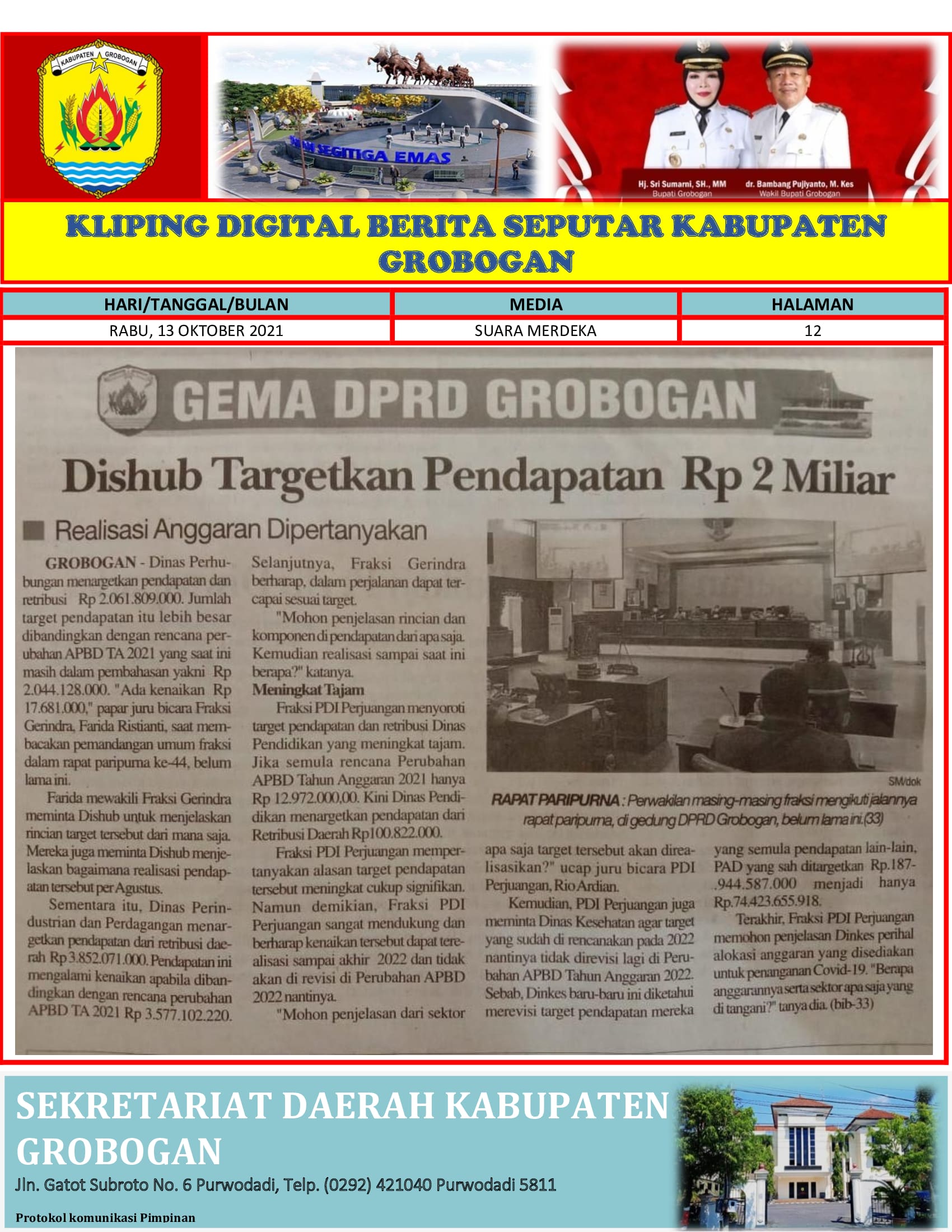 Dishub Targetkan Pendapatan 2 Miliar Suara Merdeka 13.10.2021