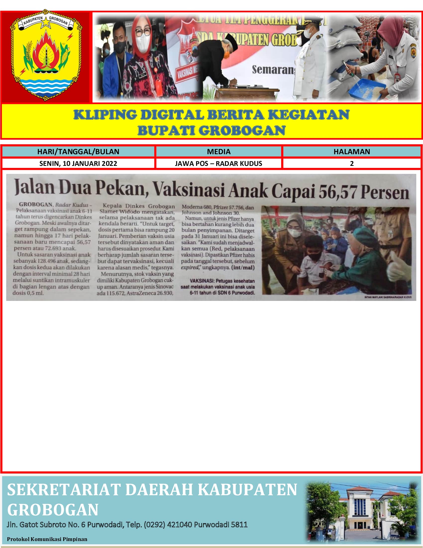 Jalan Dua Pekan Vaksinasi Anak Capai 5657 Persen Radar Kudus 10.01.2022