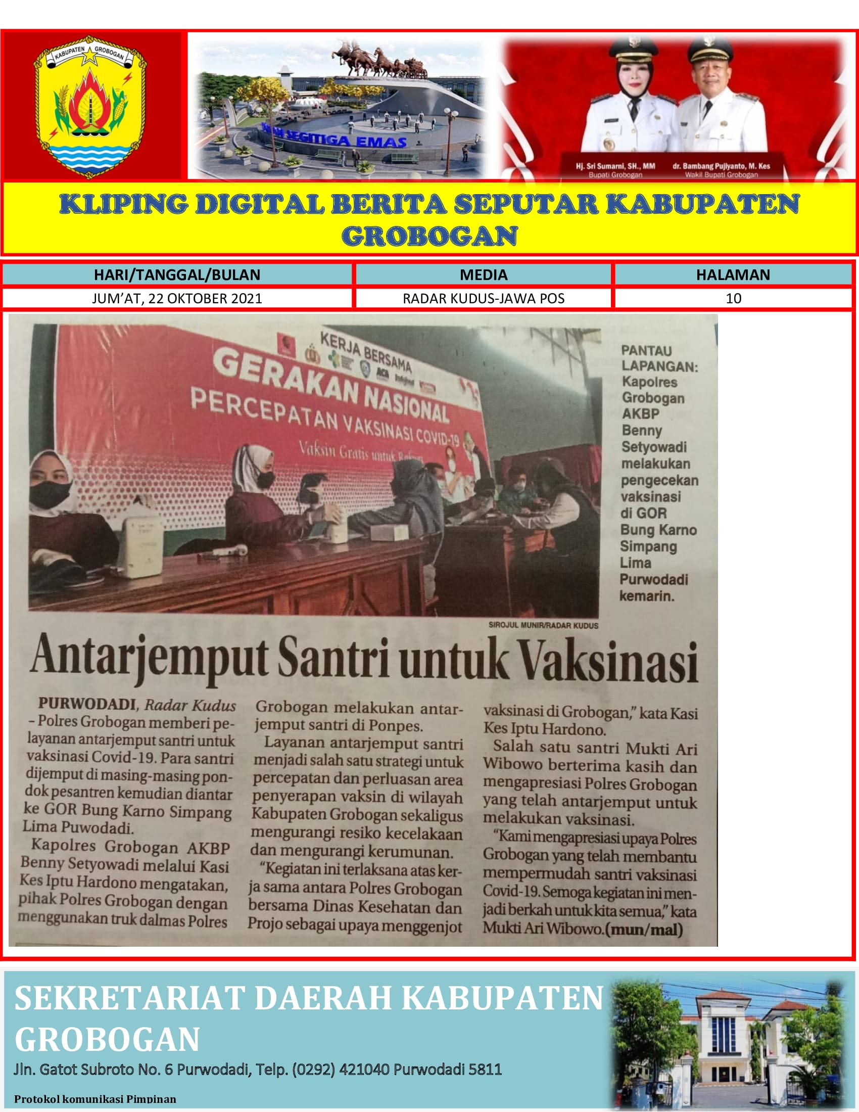 Antarjempurt Santri Untuk Vaksinasi Radar Kudus 22.10.2021