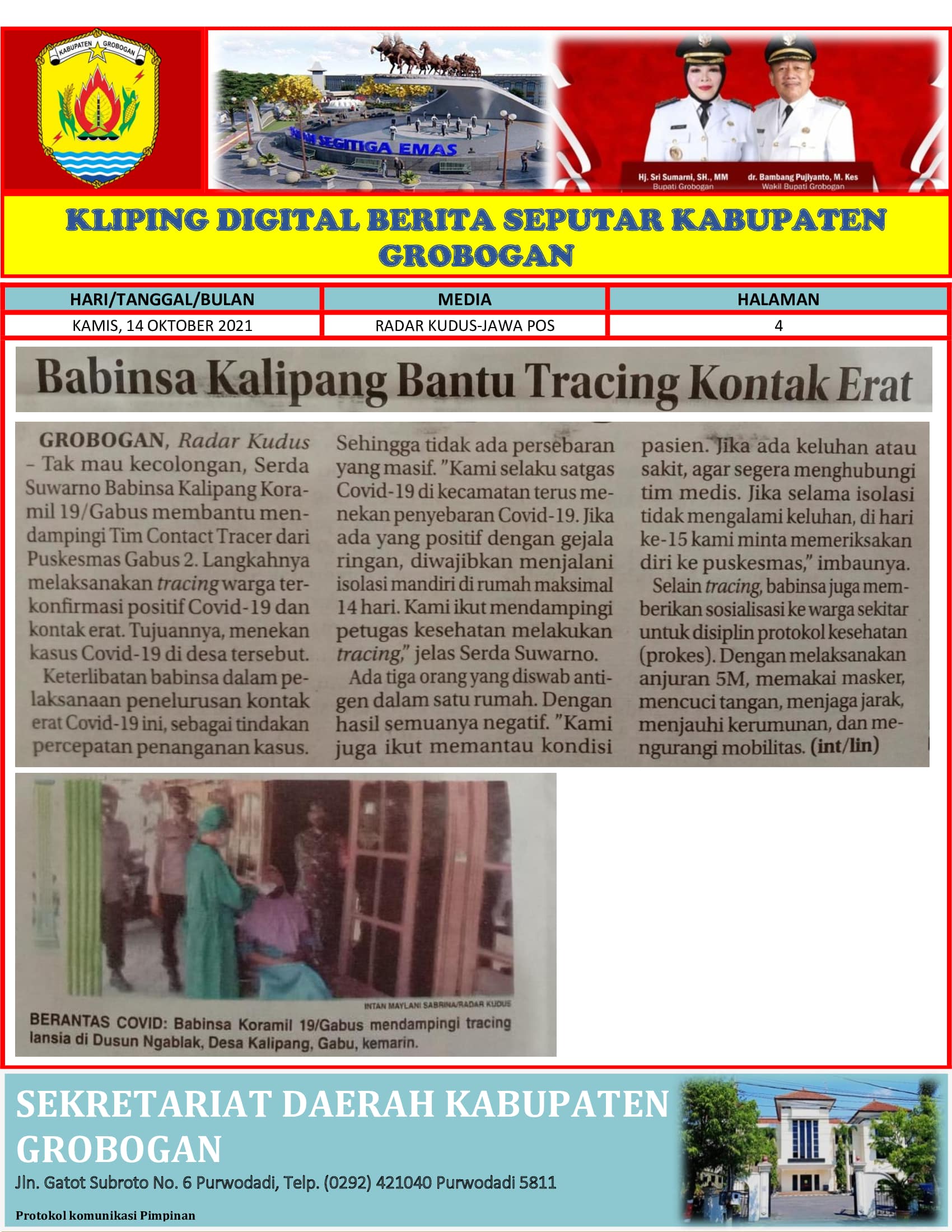 Babinsa Kalipang Bantu Tracing Kontak Erat Radar Kudus 14.10.2021