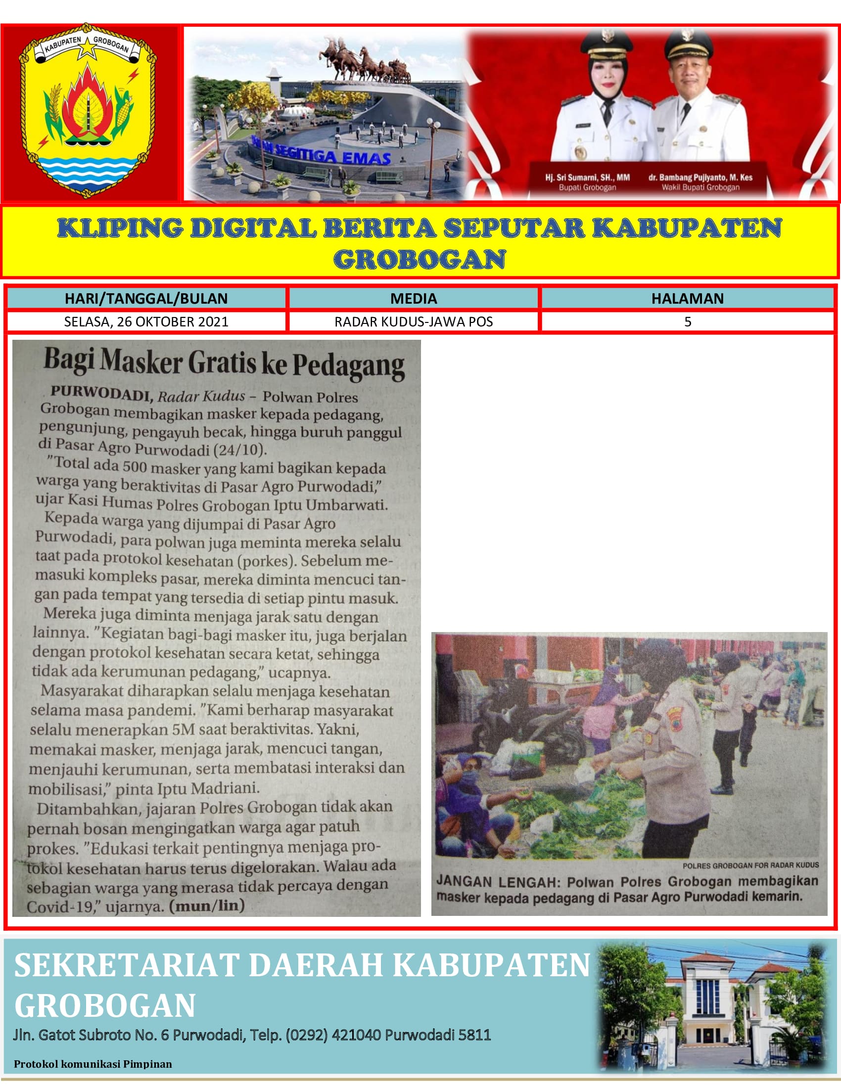 Bagi Masker Gratis Ke Pedagang Radar Kudus 26.10.2021 min