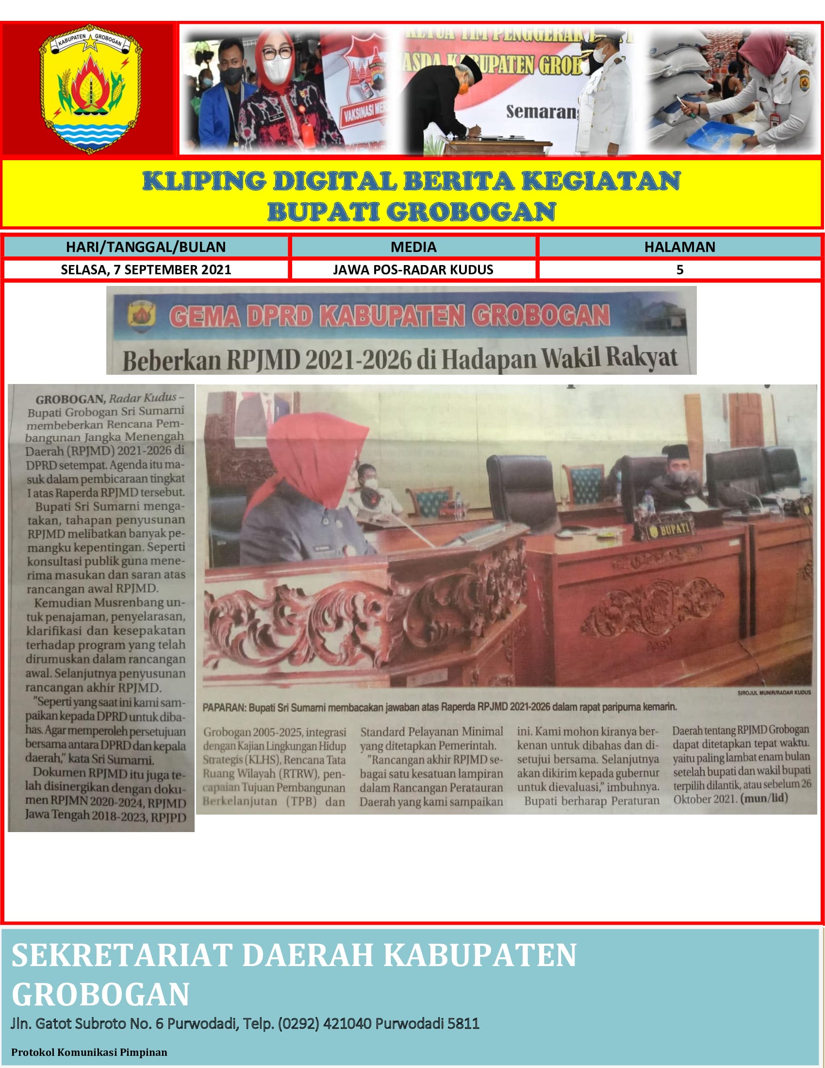 Beberkan RPJMD 2021 2026 Dihadapan Wakil Rakyat Radar Kudus 7.09.2021 min