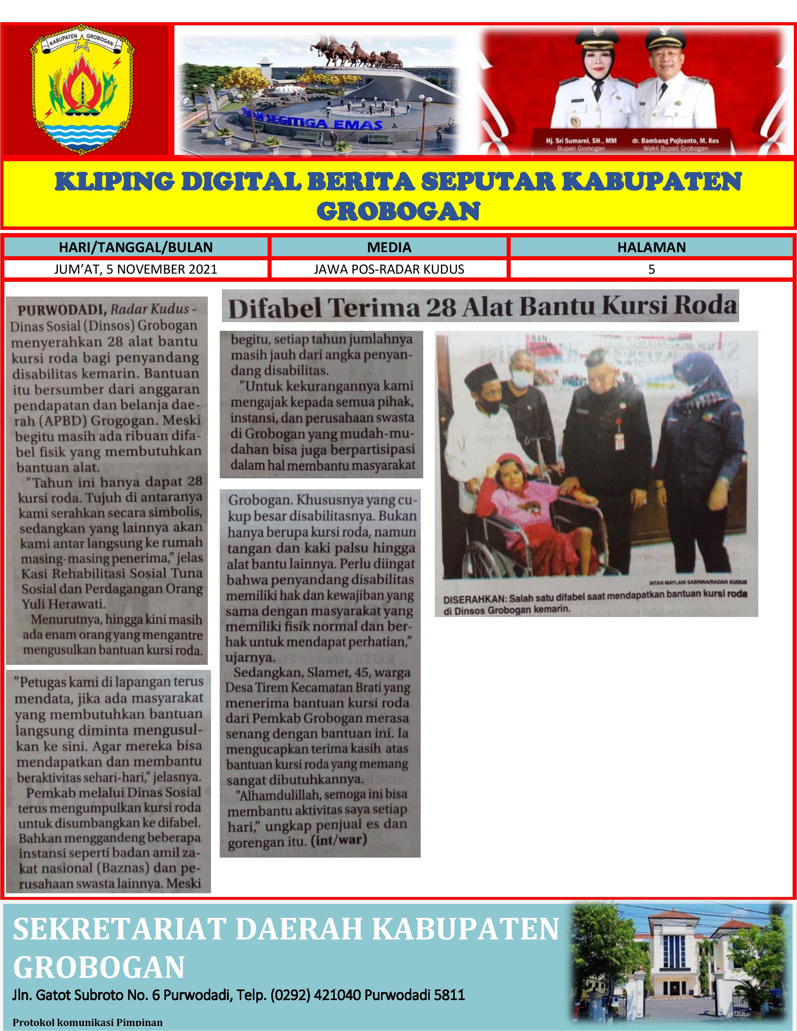 Difabel Terima 28 Alat Bantu Kursi Roda Radar Kudus 5.11.2021