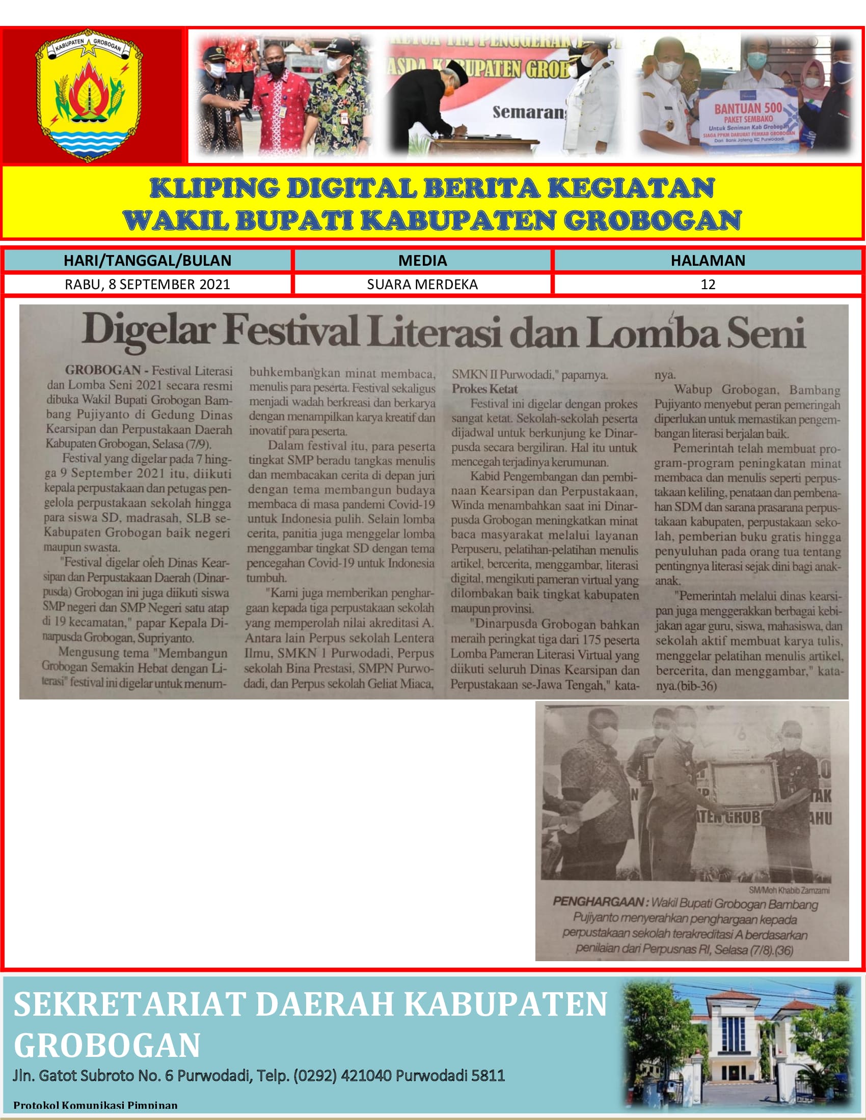 Digelar Festival Literasi dan Lomba Seni Suara Merdeka 8.09.2021