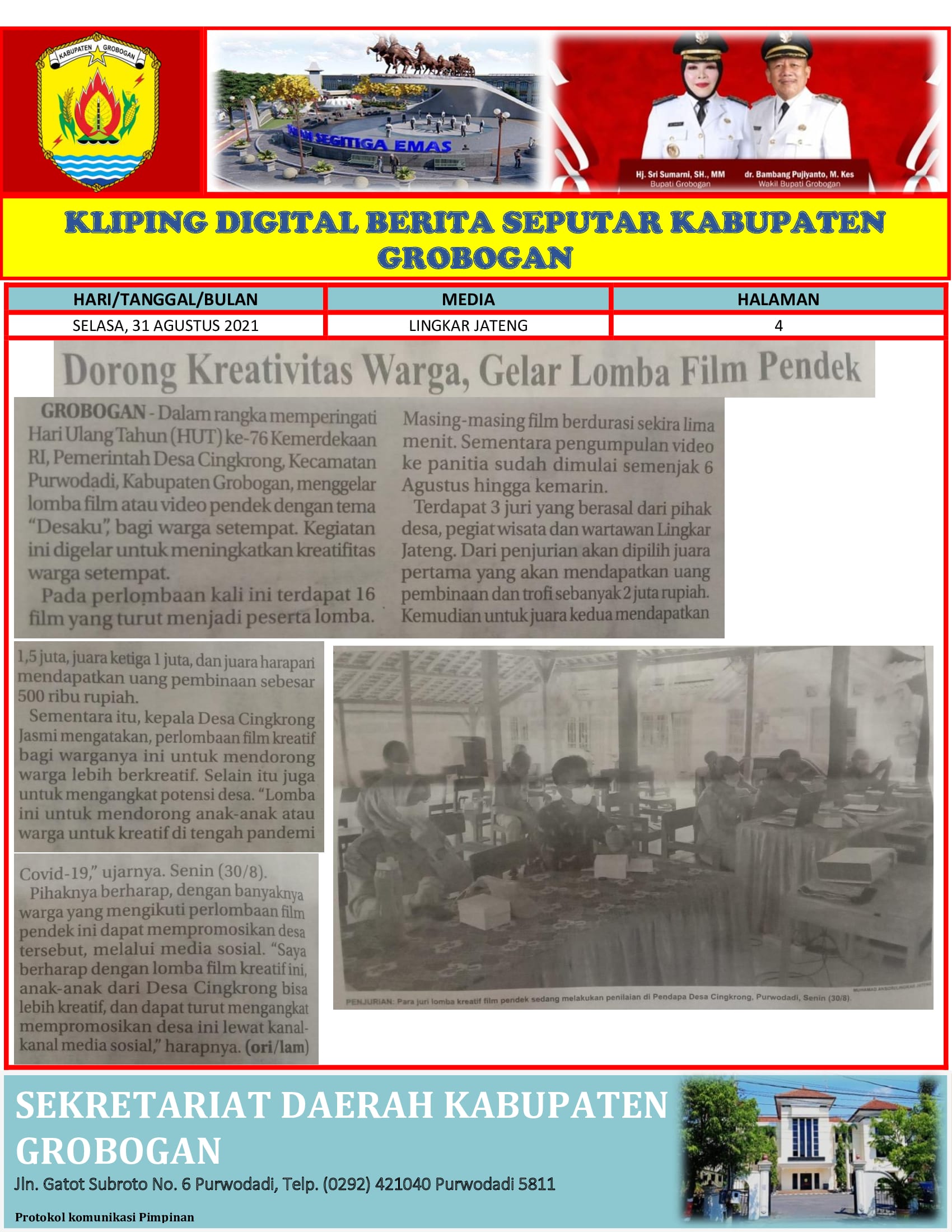 Dorong Kreativitas Warga Gelar Film Pendek Lingkar Jateng 31.08.2021