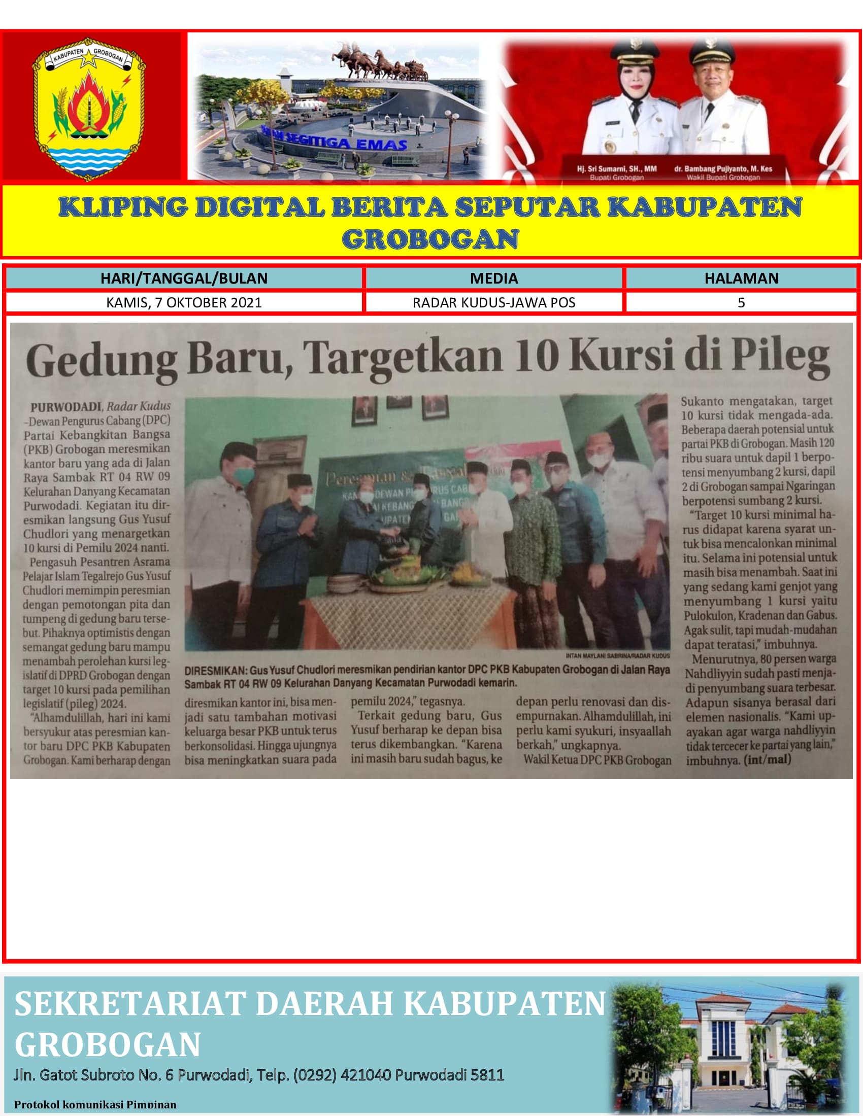 Gedung Baru Targetkan 10 Kursi di Pileg Radar Kudus 7.10.2021