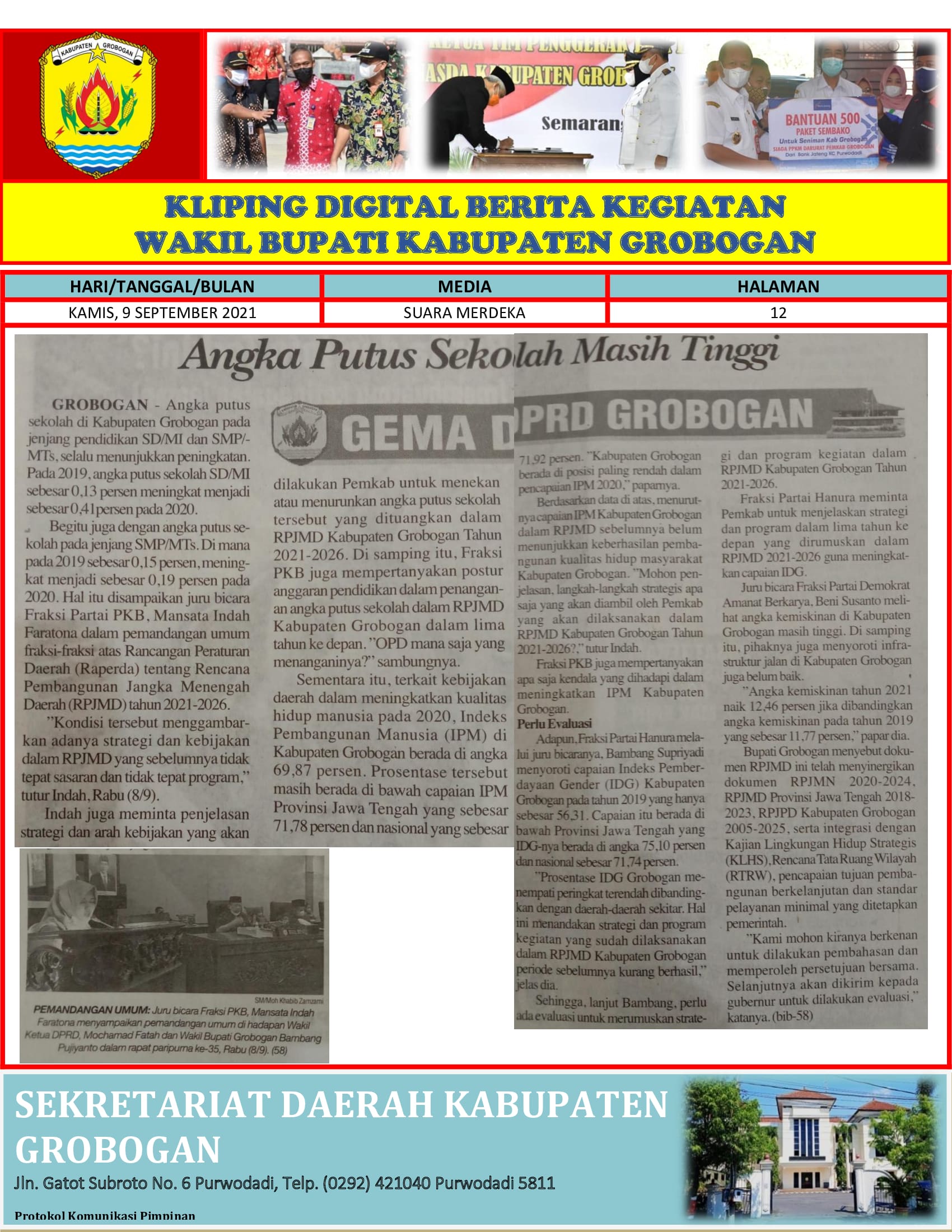 Gema DPRD Angka Putus Sekolah Masih Tinggi Suara Merdeka 08.09.2021