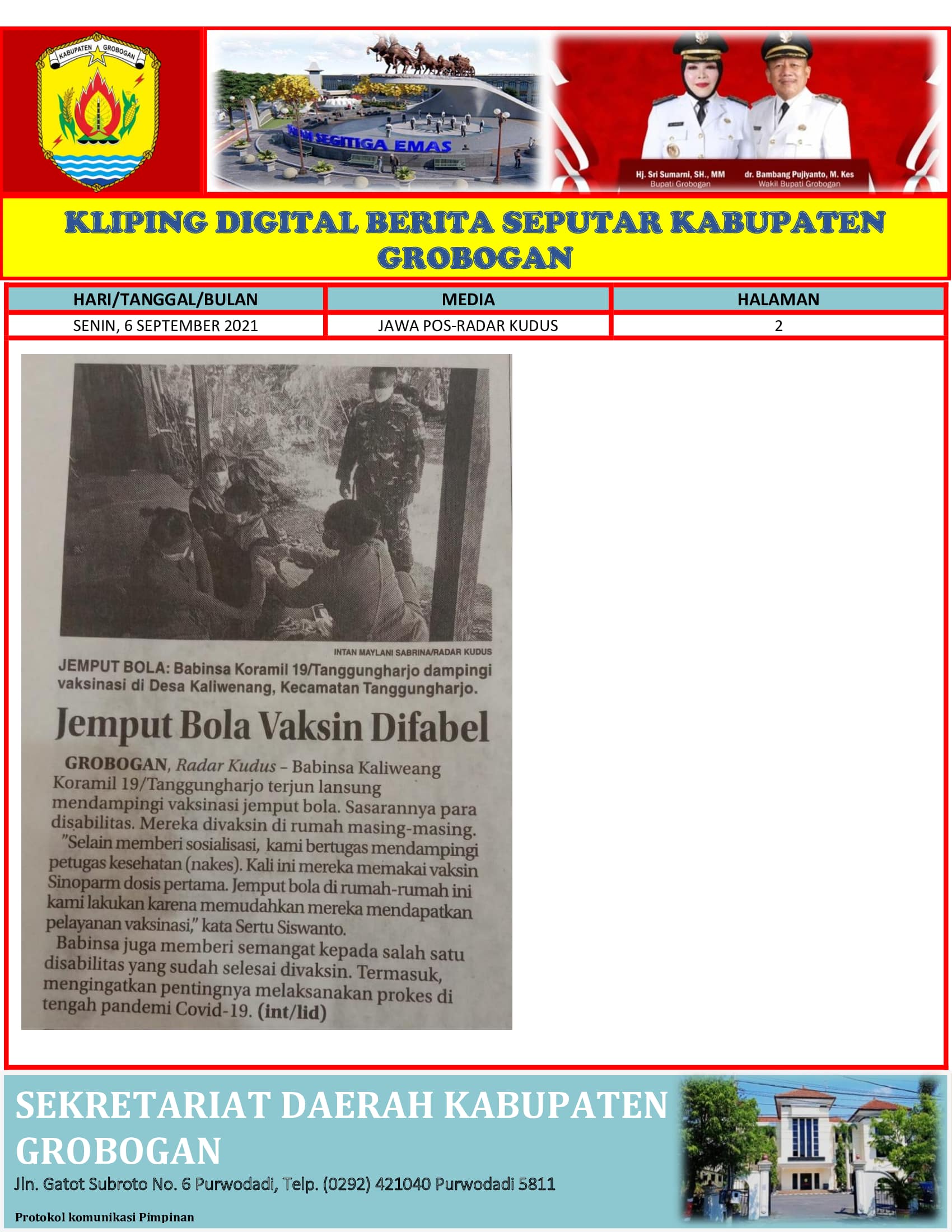 Jemput Bola Vaksin Difabel Radar Kudus 06.09.2021