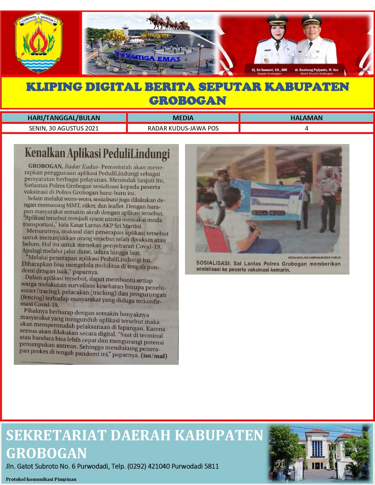 Kenalkan Aplikasi PeduliLindungi Radar Kudus 30.08.2021