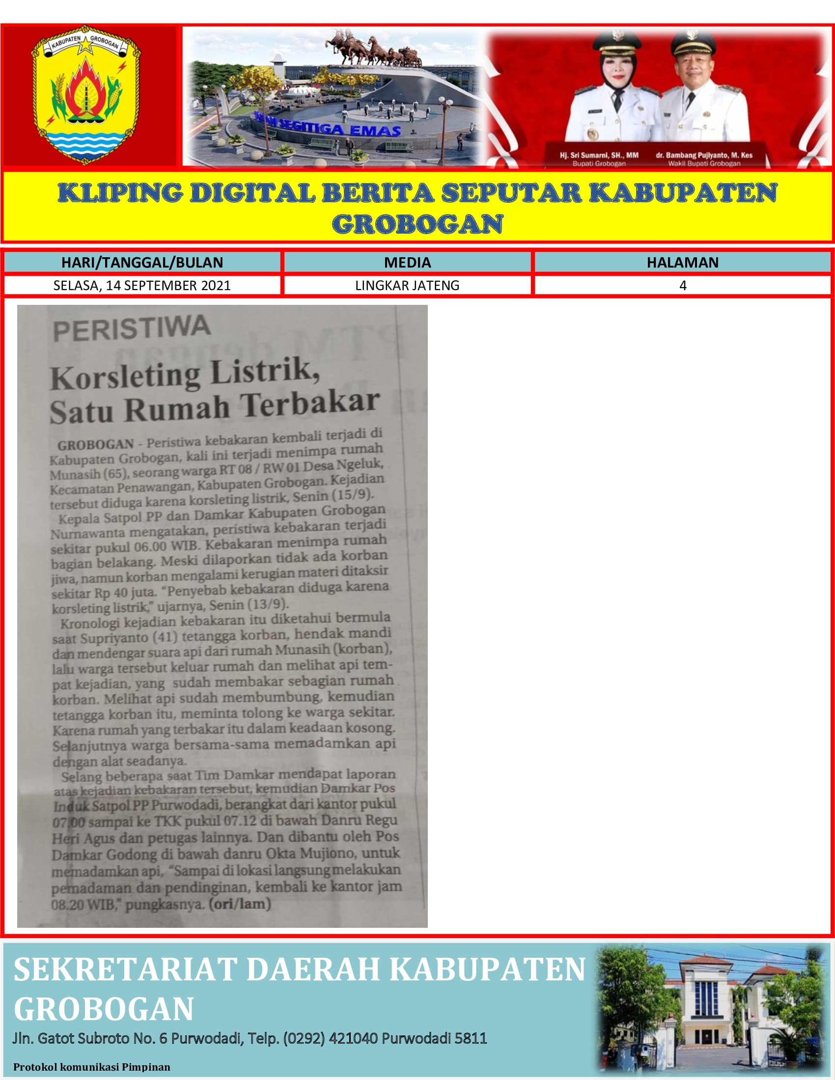 Konsleting Listrik Satu Rumah Terbakar Lingkar Jateng 14.09.2021