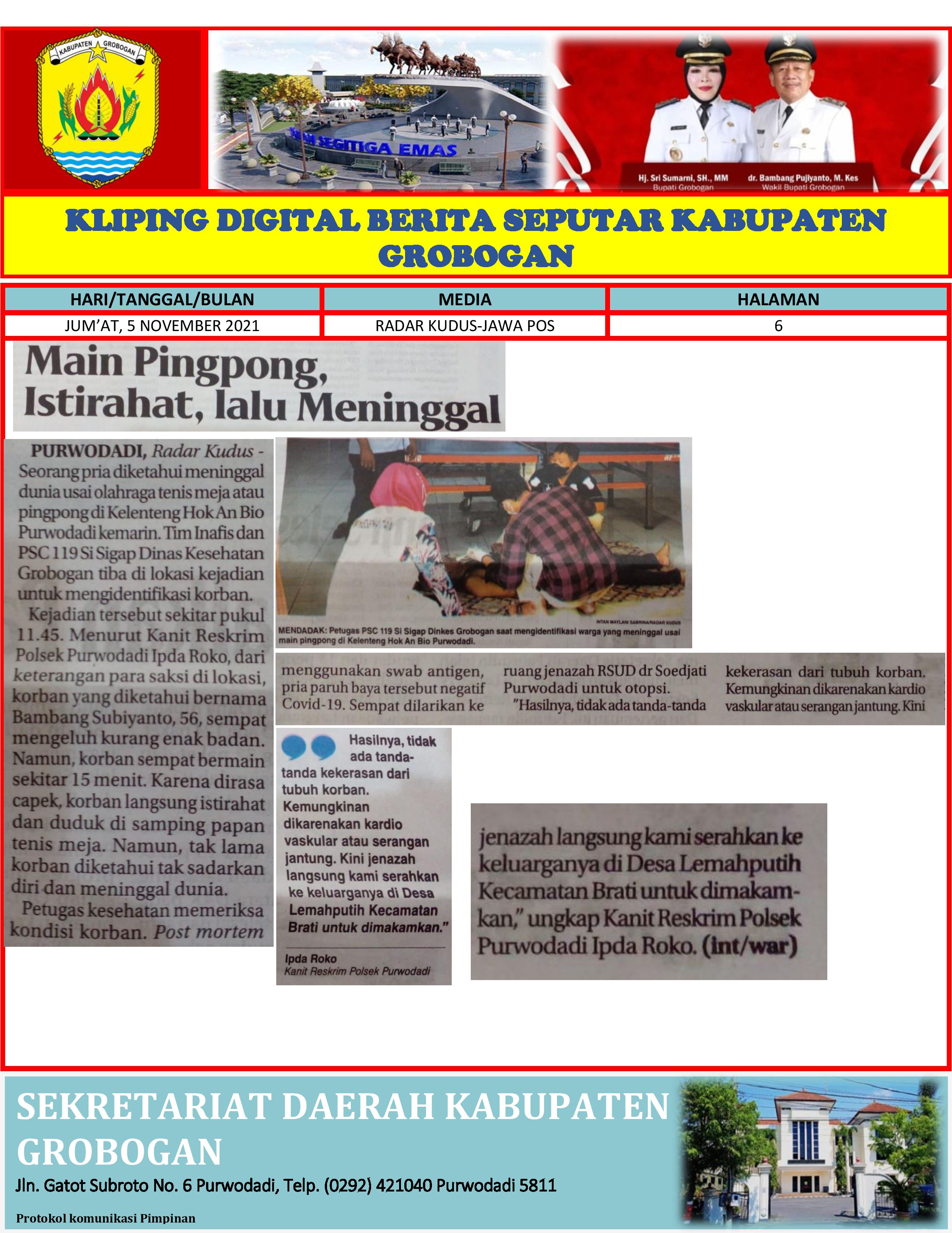 Main Pingpong Istirahat Lalu Meninggal Radar Kudus 5.11.2021