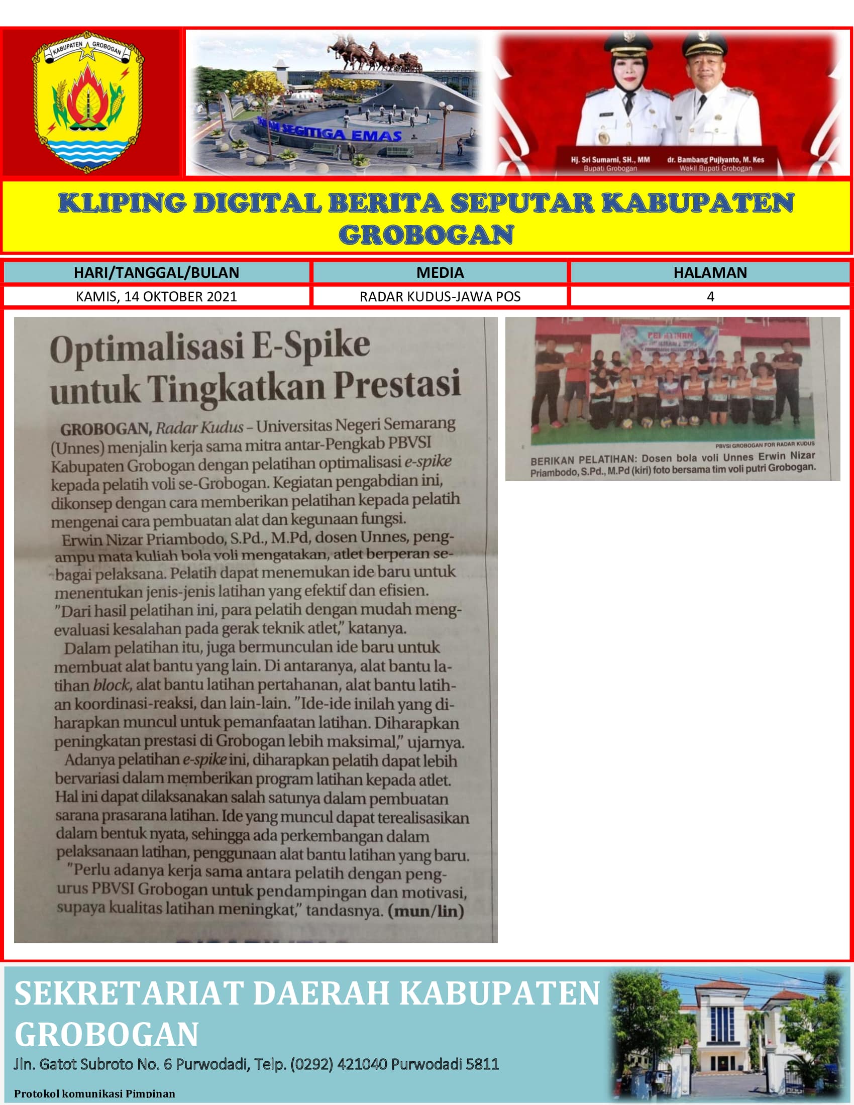 Optimalisasi E Spike Untuk Tingkatkan Prestasi Radar Kudus 14.10.2021