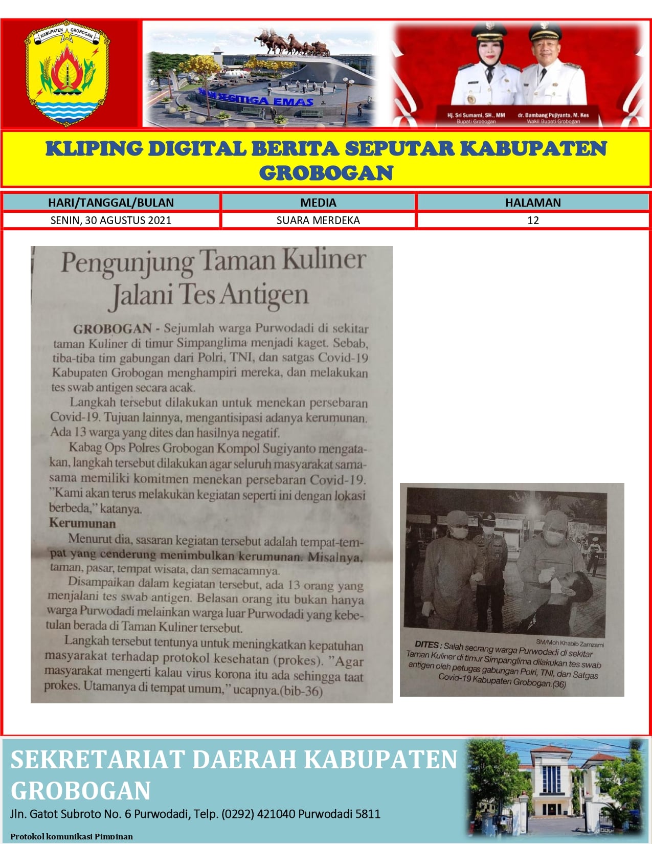 Pengunjung Taman Kuliner Jalani Tes Antigen Suara Merdeka 30.08.2021