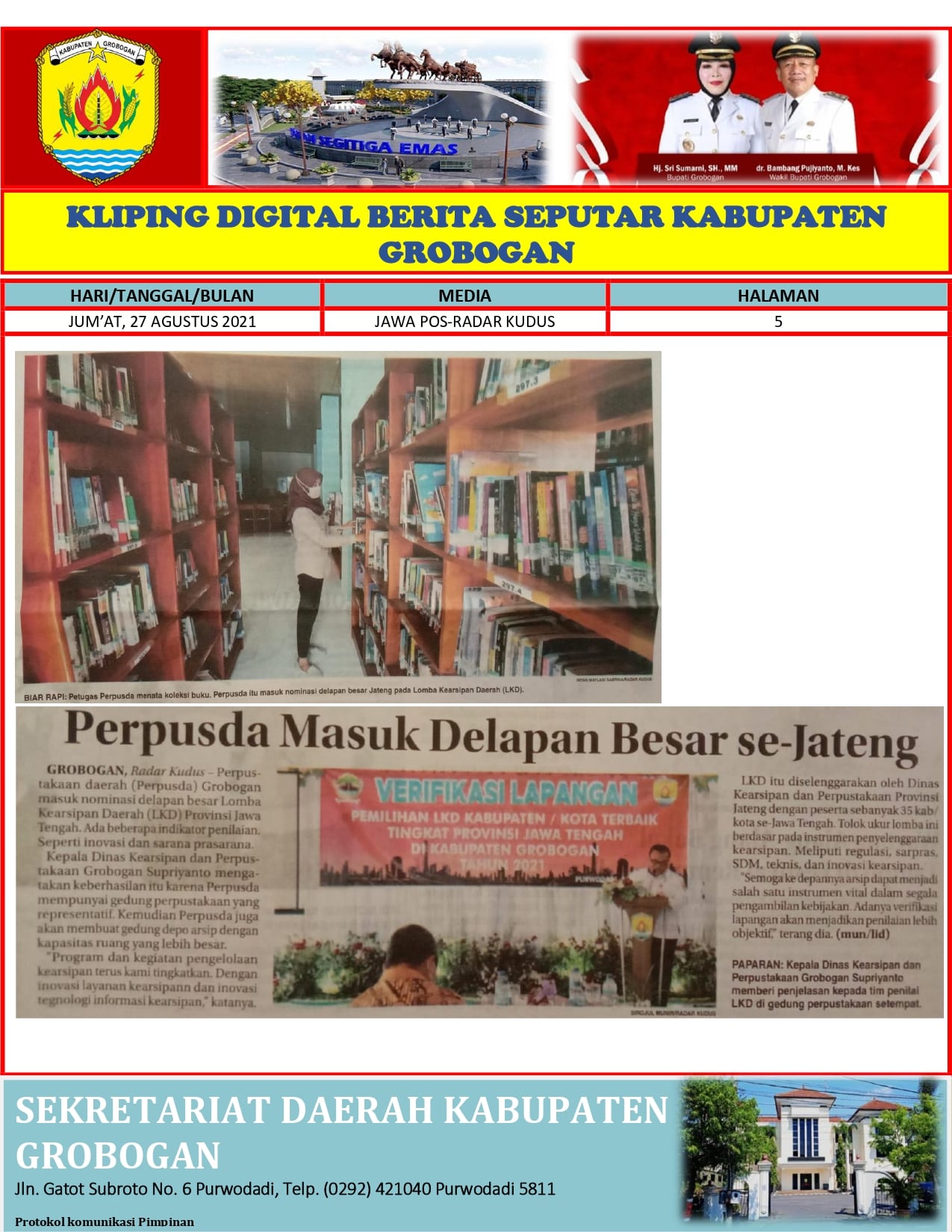 Perpusda Masuk Delapan Besar Se Jateng Radar Kudus 27.08.2021