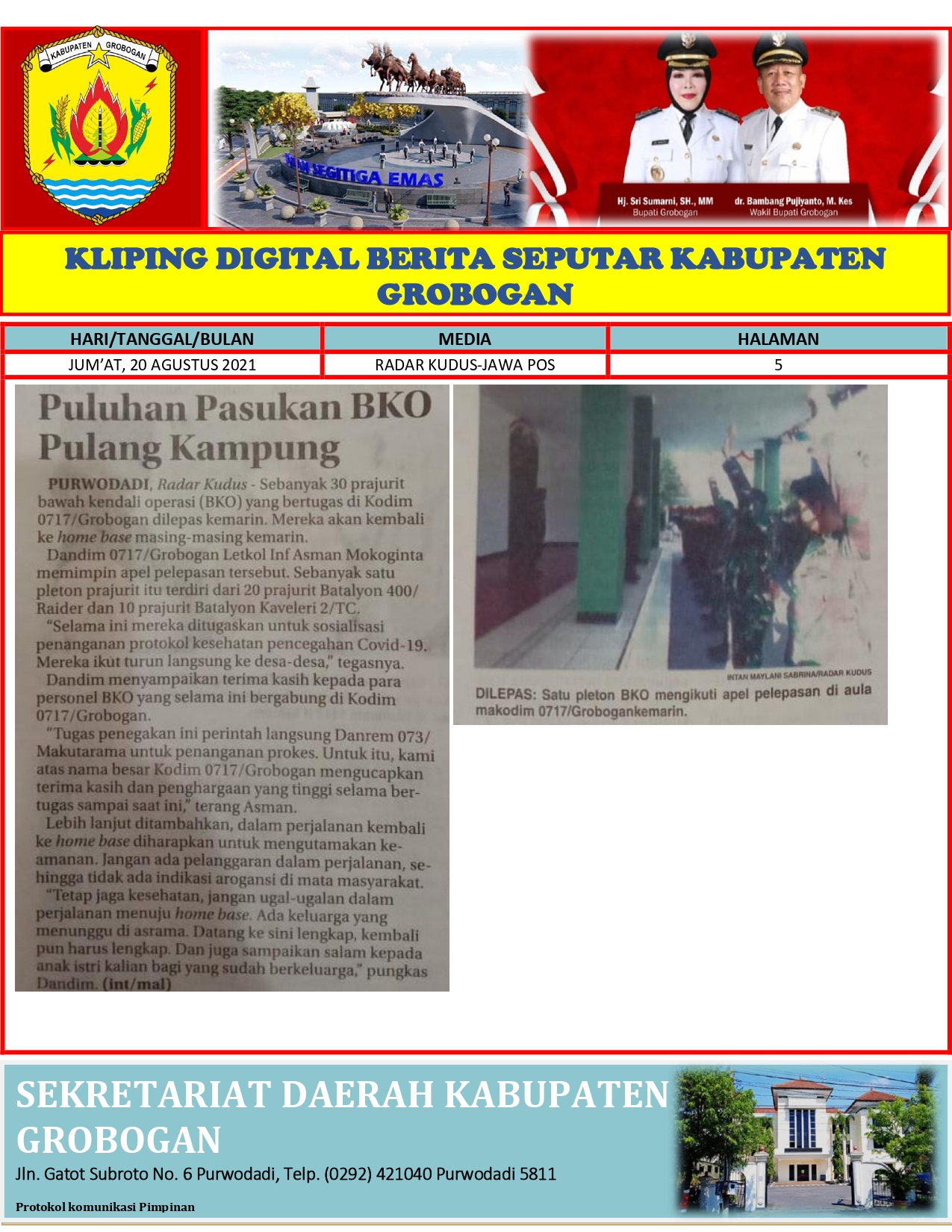 Puluhan Pasukan BKO Pulang Kampung Radar Kudus 20.08.21