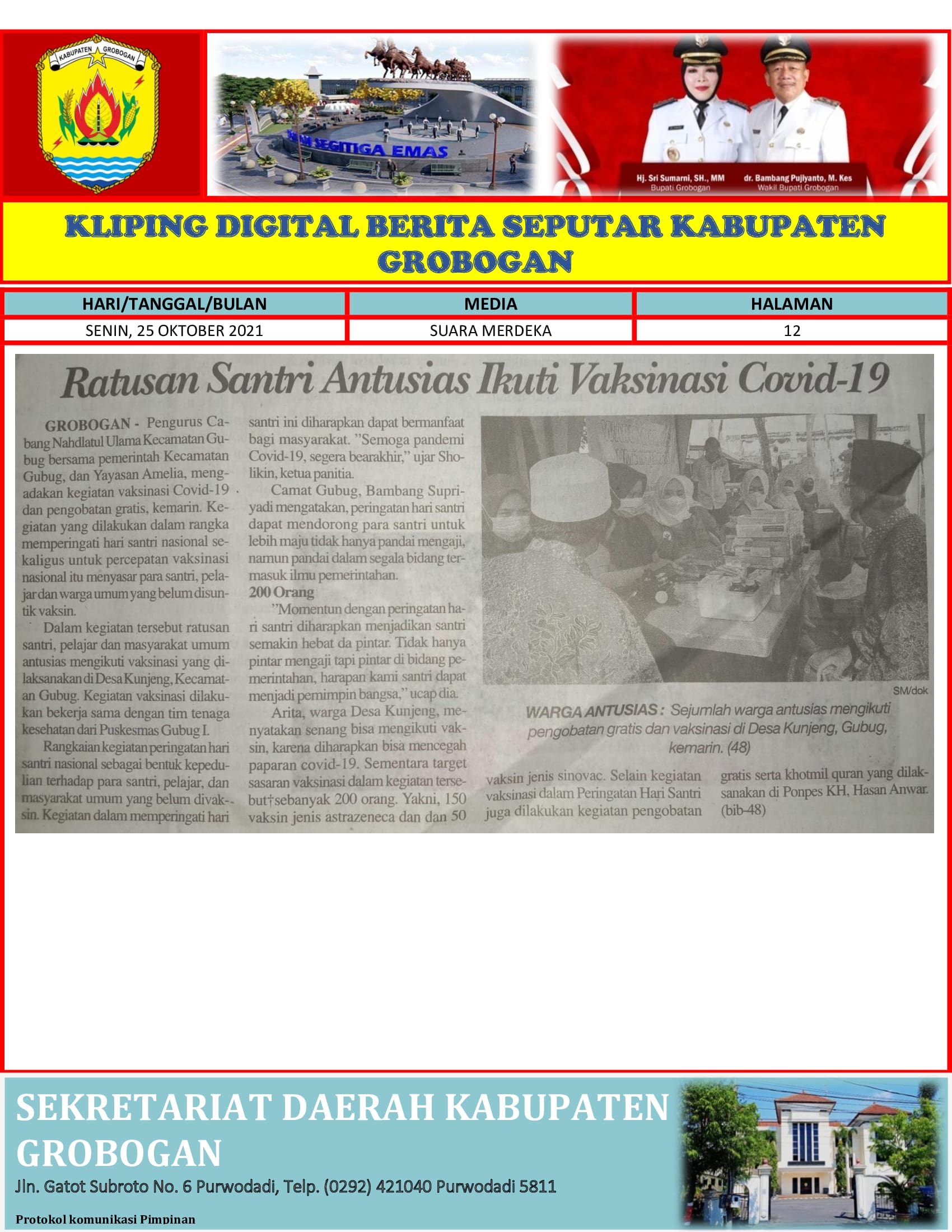 Ratusan Santri Antusias Ikuti Vaksinasi Covid 19 Suara Merdeka 25.10.2021