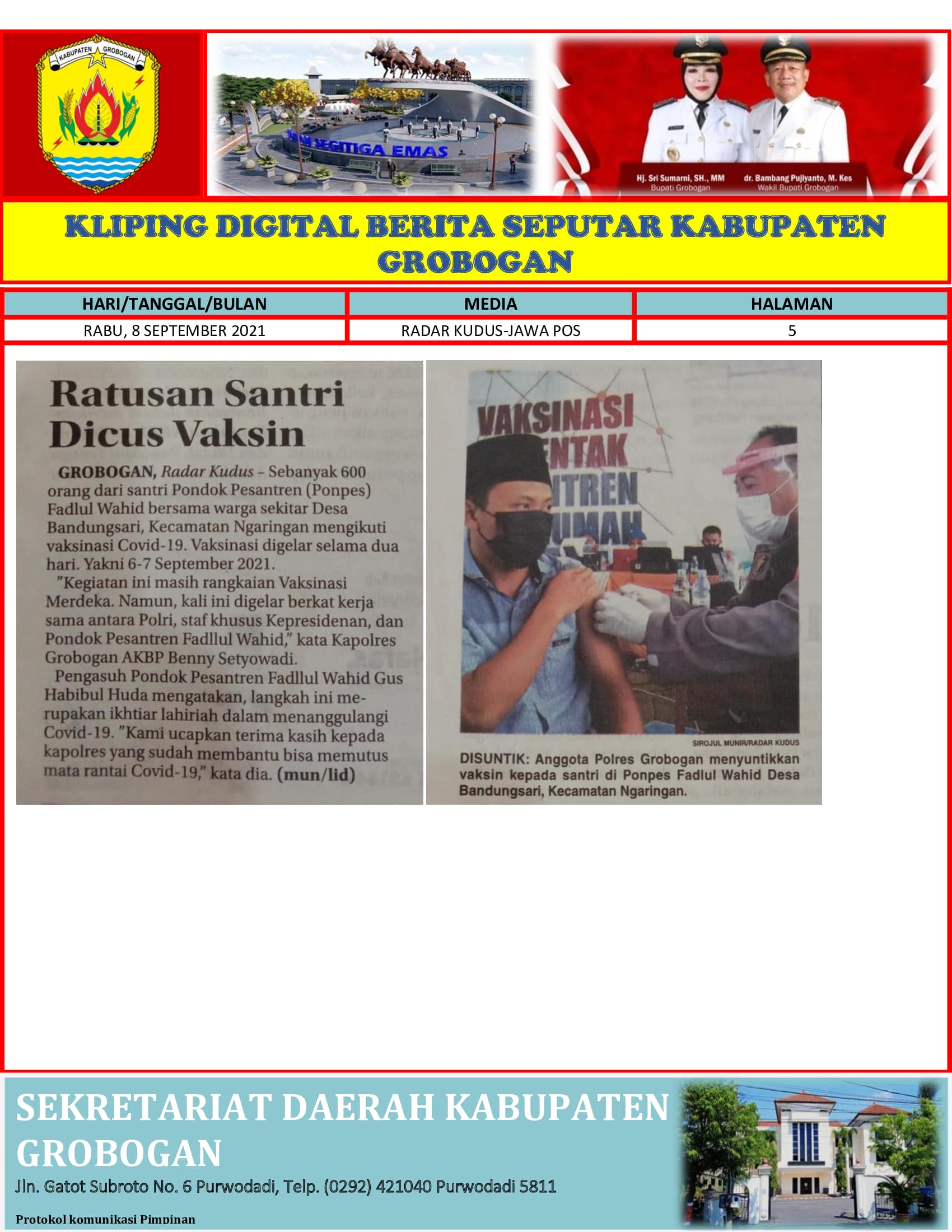 Ratusan Santri Dicus Vaksin Radar Kudus 08.09.2021