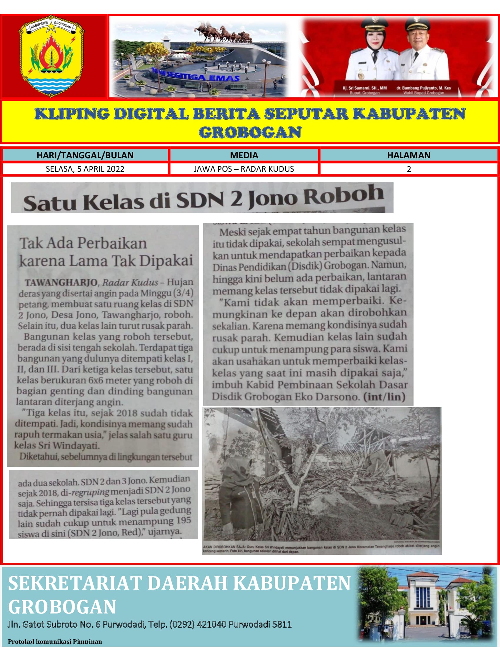 Satu Kelas di SDN 2 Jono Roboh Radar Kudus 5042022
