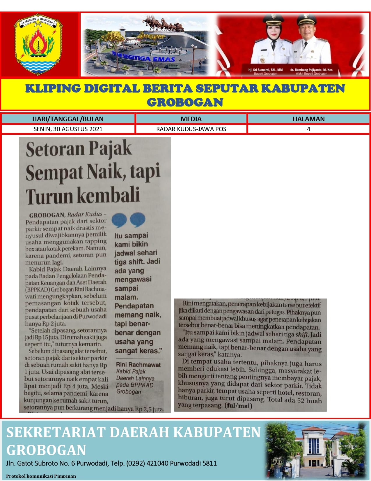 Setoran pajak Sempat Naik Tapi Turun Kembali Radar Kudus 30.08.2021