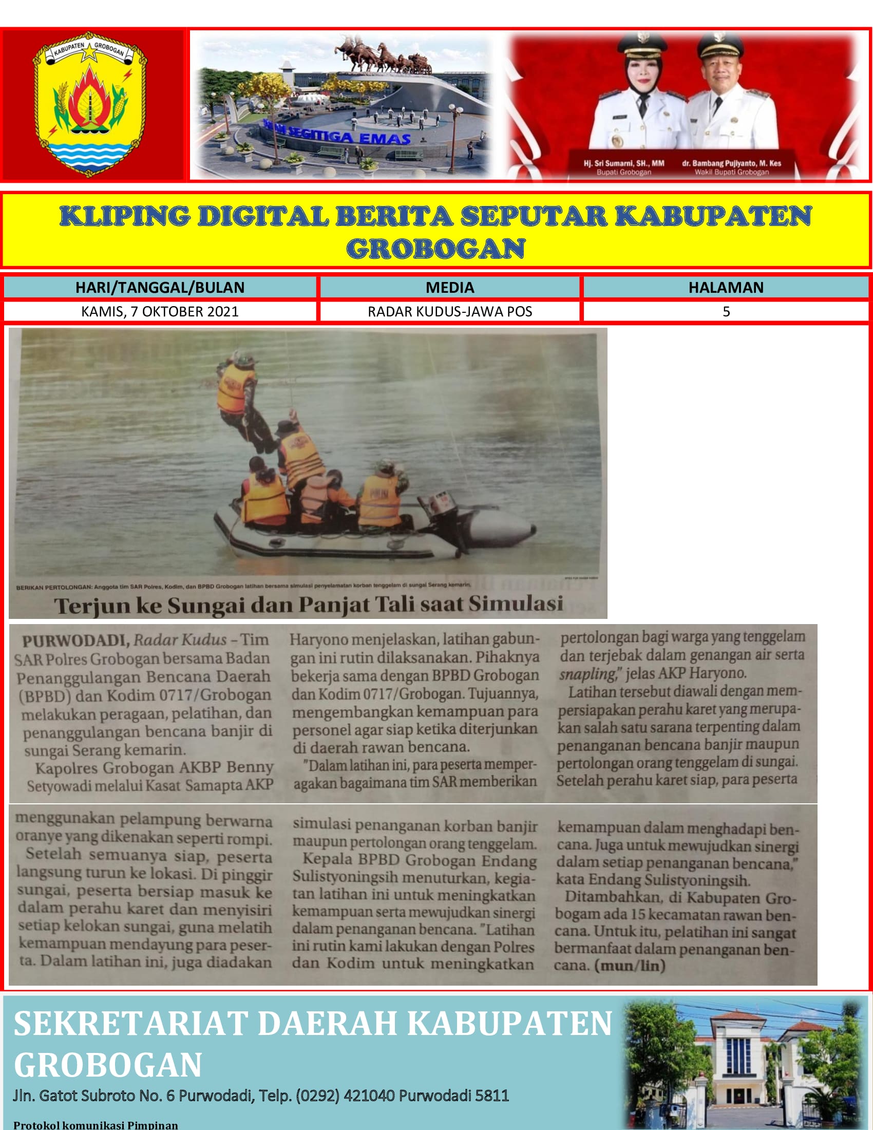 Terjun Ke Sungai dan Panjat tali Saat Simulasi Radar Kudus 7.10.2021