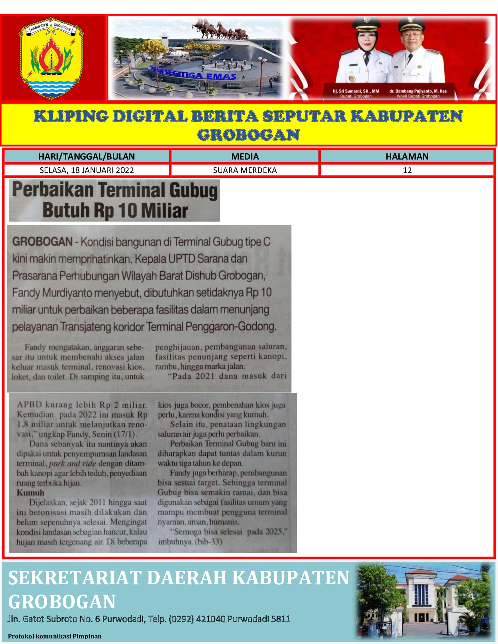 Perbaikan Terminal Gubug Butuh Rp 10 Miliar Suara Merdeka 18012022 min